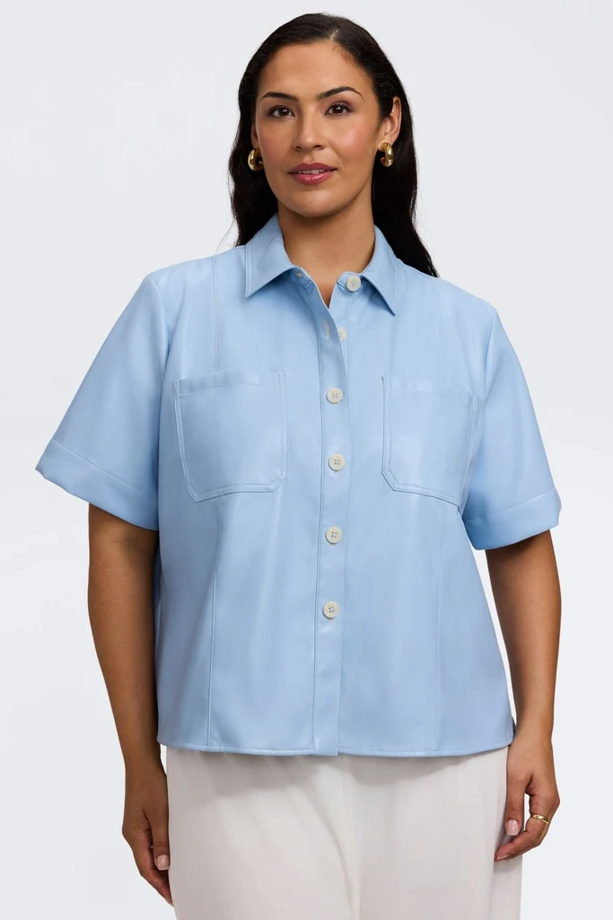 Demi Plus Vegan Leather Elbow Sleeve Shirt Jacket - Image 5