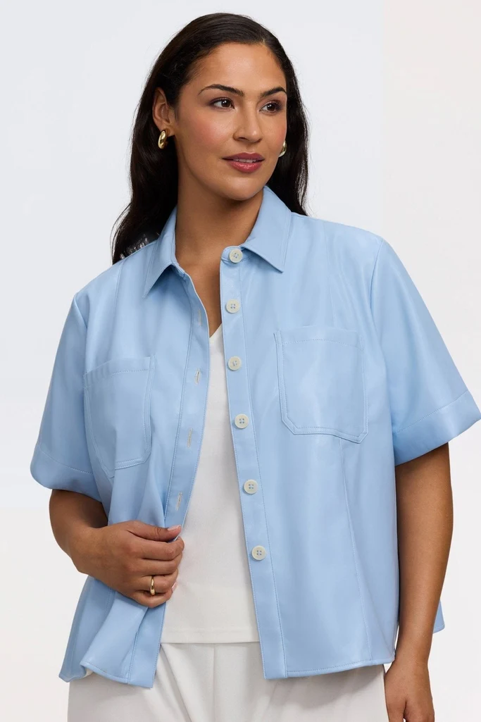 Demi Plus Vegan Leather Elbow Sleeve Shirt Jacket - Image 6