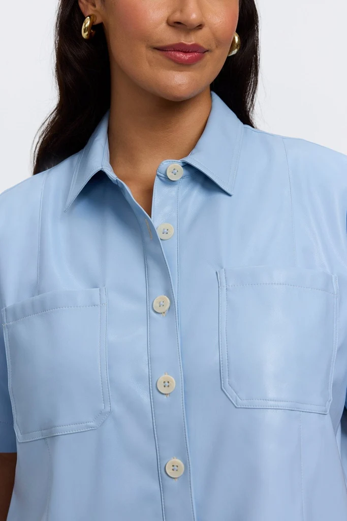 Demi Plus Vegan Leather Elbow Sleeve Shirt Jacket - Image 7