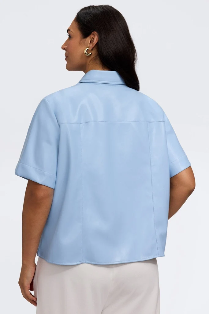 Demi Plus Vegan Leather Elbow Sleeve Shirt Jacket - Image 8