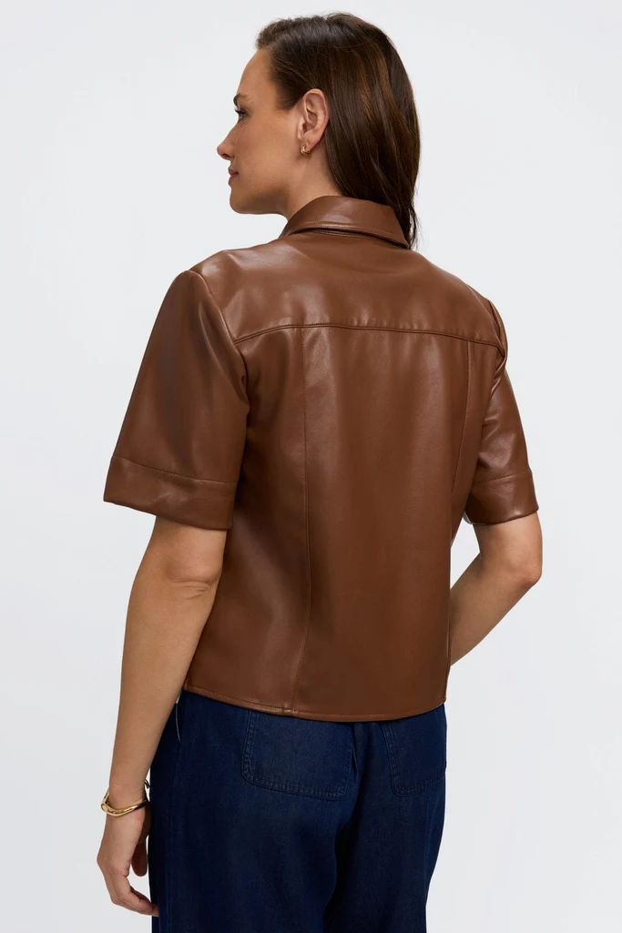 Demi Vegan Leather Elbow Sleeve Shirt Jacket - Image 13