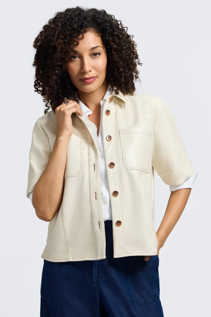 Demi Vegan Leather Elbow Sleeve Shirt Jacket - Image 3