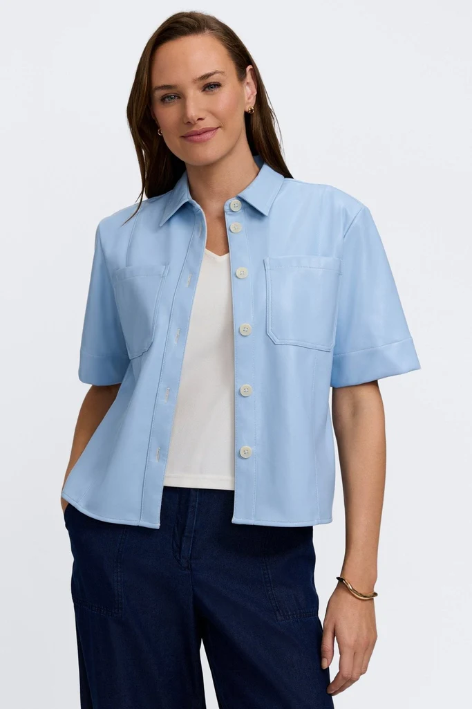 Demi Vegan Leather Elbow Sleeve Shirt Jacket - Image 5