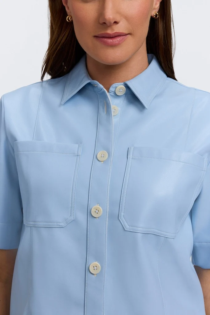 Demi Vegan Leather Elbow Sleeve Shirt Jacket - Image 8