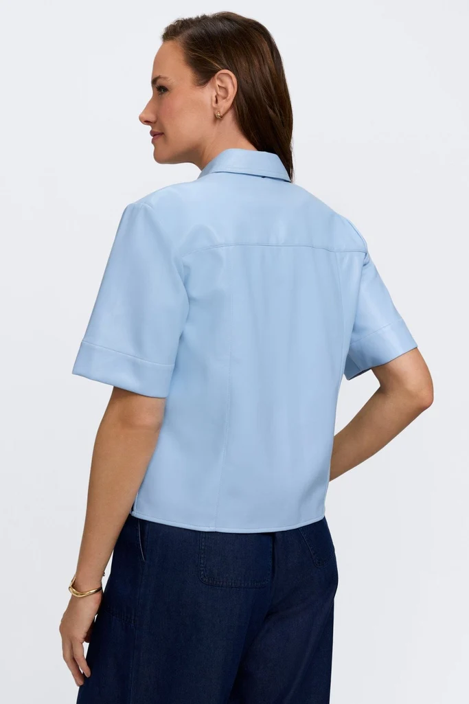 Demi Vegan Leather Elbow Sleeve Shirt Jacket - Image 9