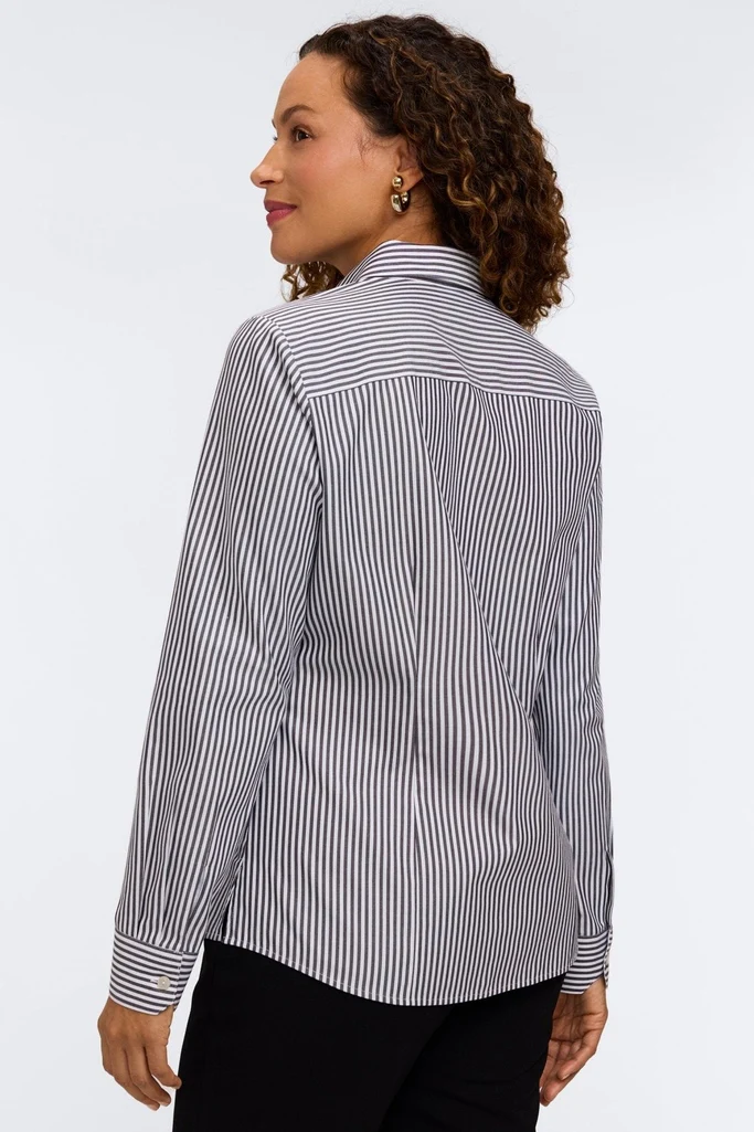 Dianna No Iron Pinpoint Stripe Long Sleeve Shirt - Image 9