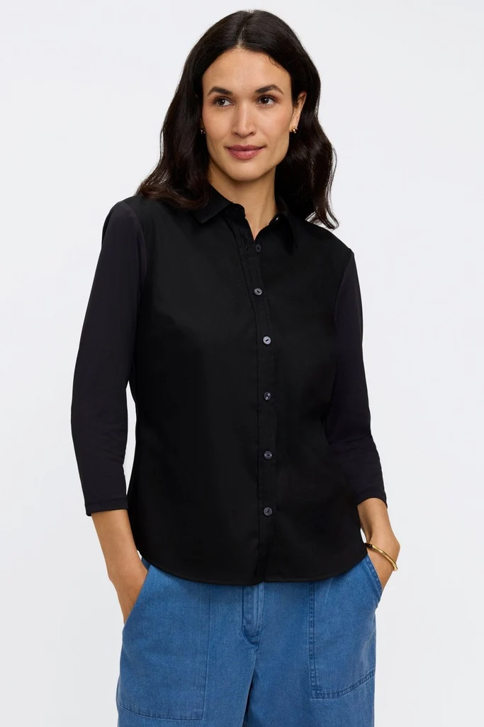 Dina Knit-Woven 3/4 Sleeve Shirt - Image 6