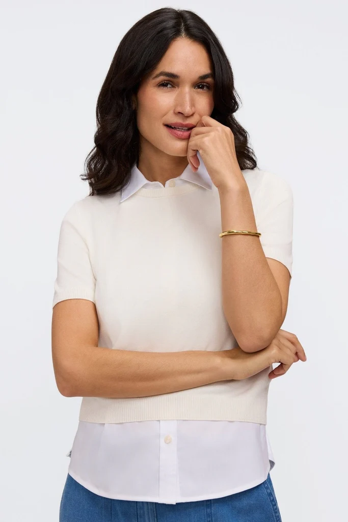 Dina Knit-Woven Sleeveless Shirt - Image 5