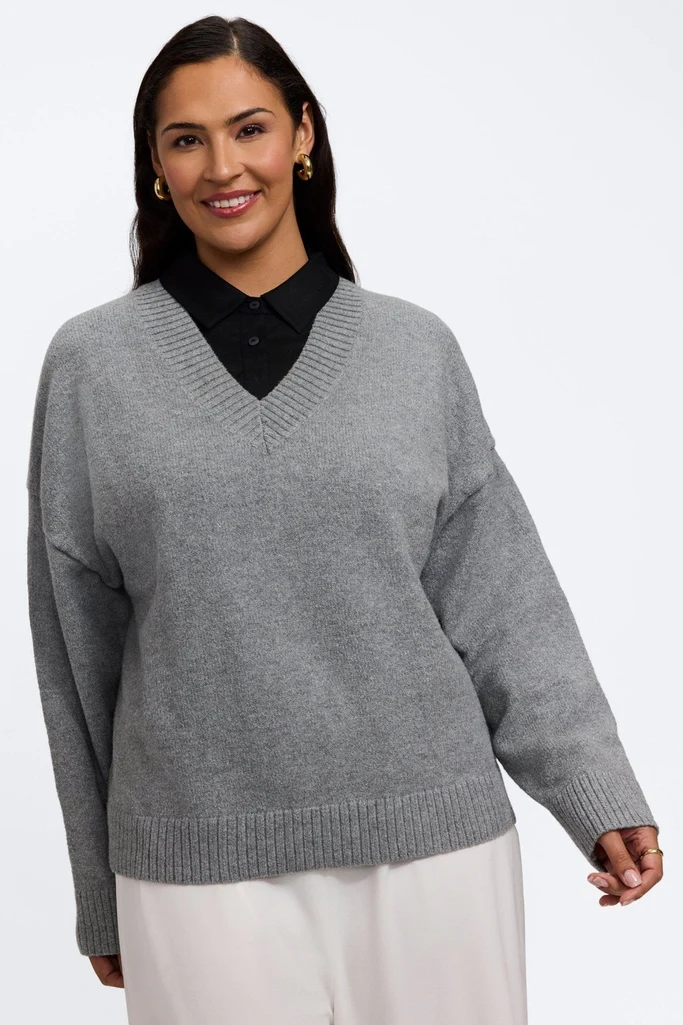 Dina Plus Knit-Woven 3/4 Sleeve Shirt - Image 10