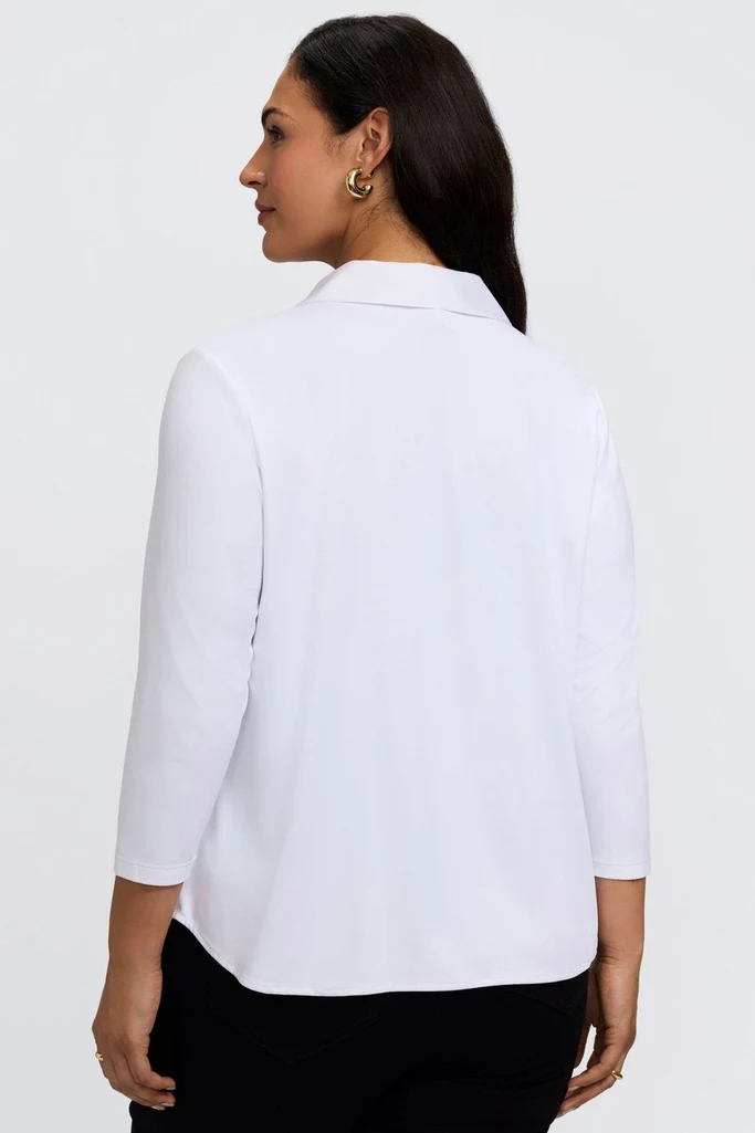 Dina Plus Knit-Woven 3/4 Sleeve Shirt - Image 3
