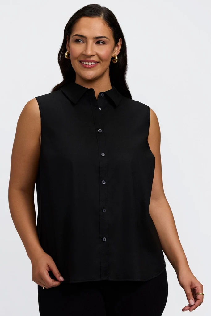 Dina Plus Knit-Woven Sleeveless Shirt - Image 6