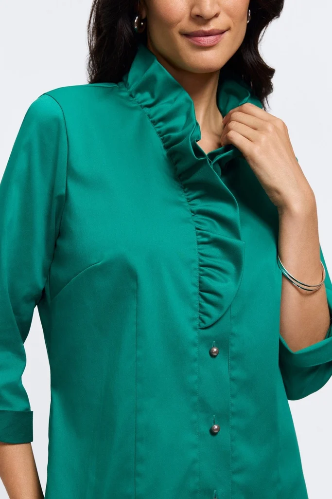 Edith Petite Stretch Matte Sateen 3/4 Sleeve Shirt - Image 13