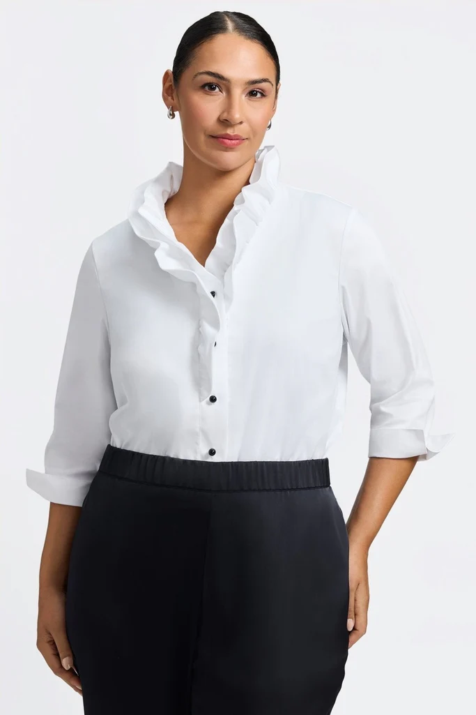 Edith Plus Stretch Matte Sateen 3/4 Sleeve Shirt
