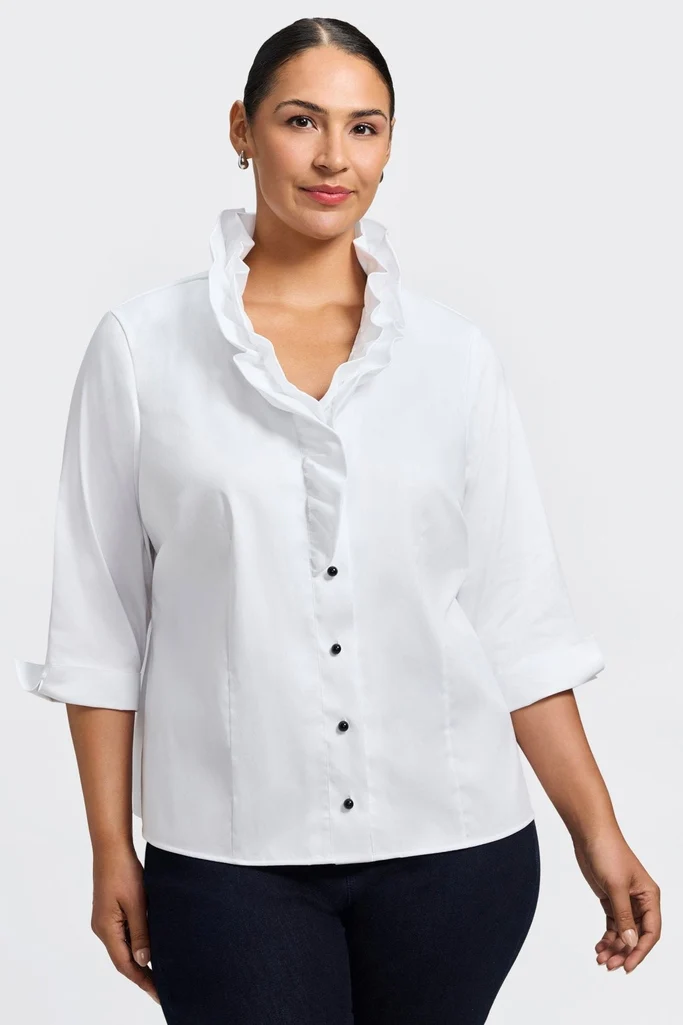 Edith Plus Stretch Matte Sateen 3/4 Sleeve Shirt - Image 2