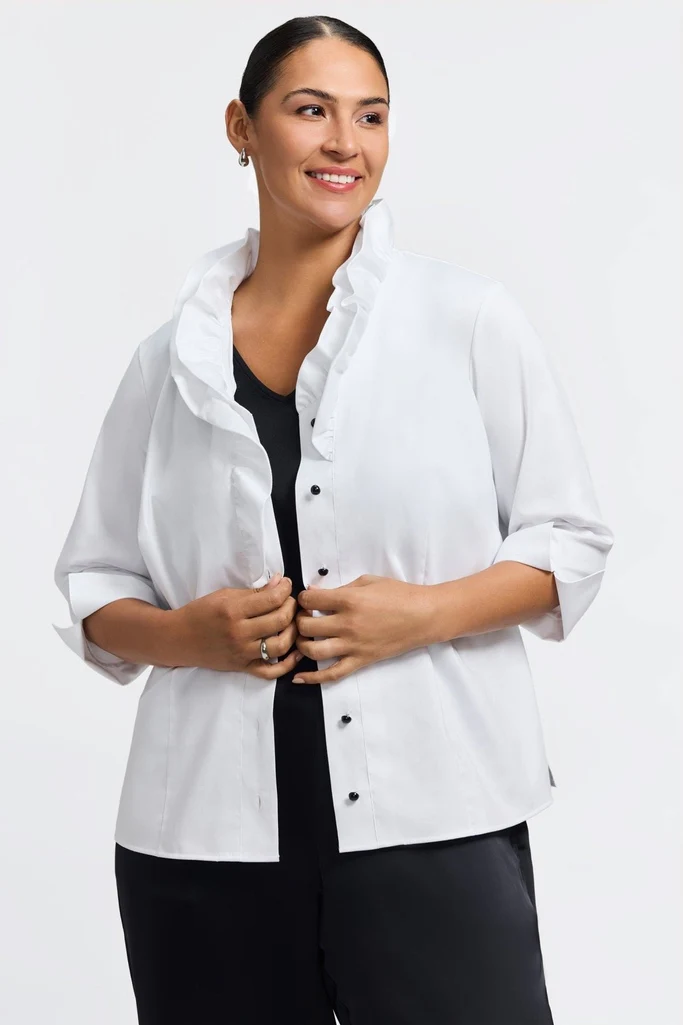 Edith Plus Stretch Matte Sateen 3/4 Sleeve Shirt - Image 3