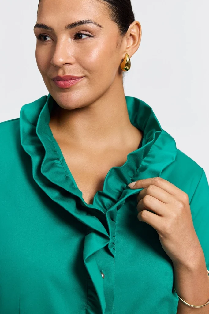 Edith Plus Stretch Matte Sateen 3/4 Sleeve Shirt - Image 8
