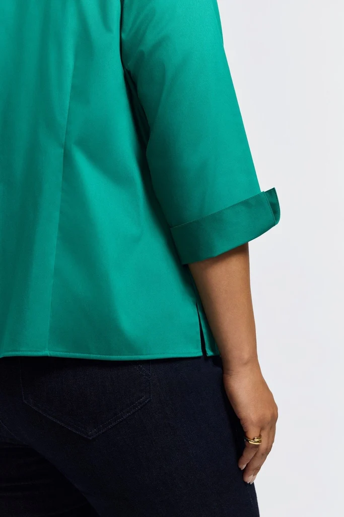 Edith Plus Stretch Matte Sateen 3/4 Sleeve Shirt - Image 9