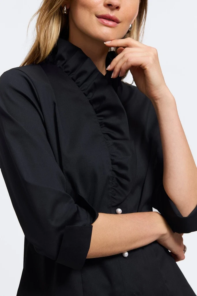 Edith Petite Stretch Matte Sateen 3/4 Sleeve Shirt - Image 3