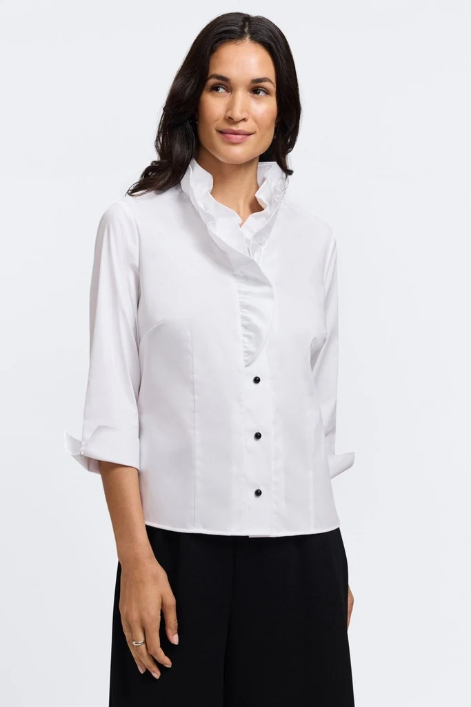 Edith Petite Stretch Matte Sateen 3/4 Sleeve Shirt - Image 6