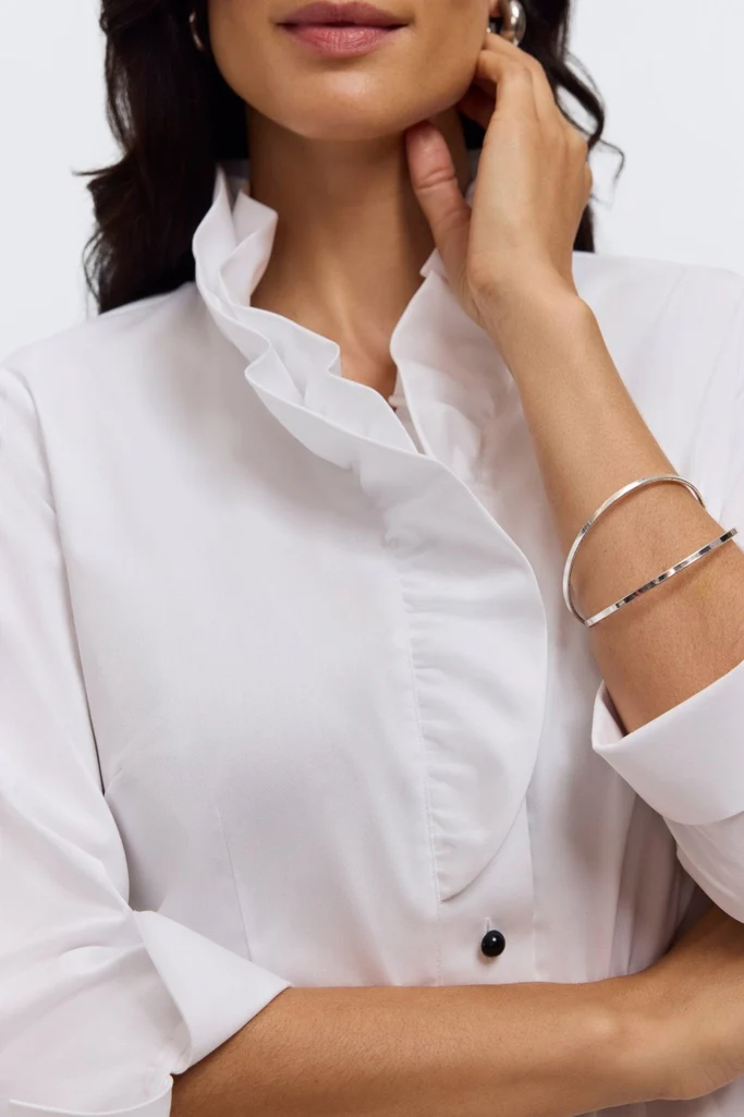 Edith Petite Stretch Matte Sateen 3/4 Sleeve Shirt - Image 9