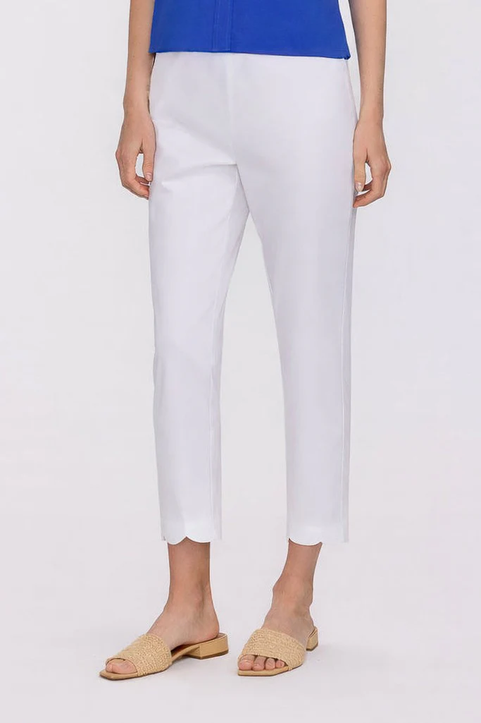 Elaine Petite Solid Stretch Matte Sateen Scallop Hem Capri - Image 3