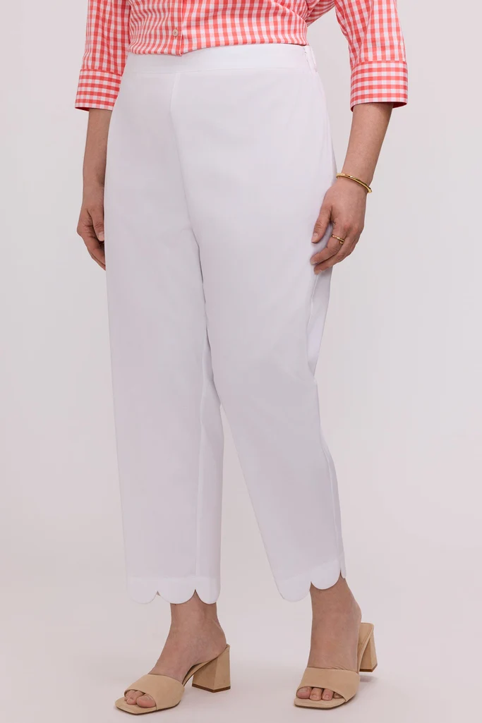 Elaine Plus Solid Stretch Matte Sateen Scallop Hem Capri - Image 12