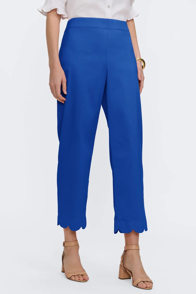 Elaine Solid Stretch Matte Sateen Scallop Hem Capri - Image 12