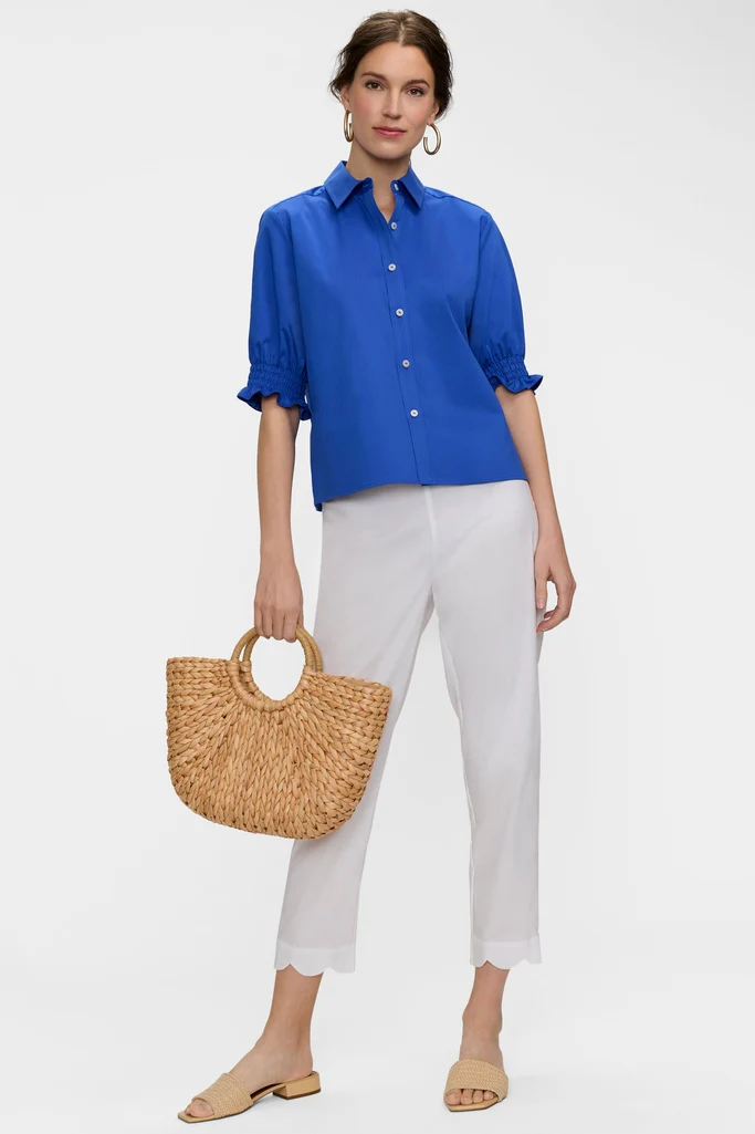 Elaine Solid Stretch Matte Sateen Scallop Hem Capri - Image 14