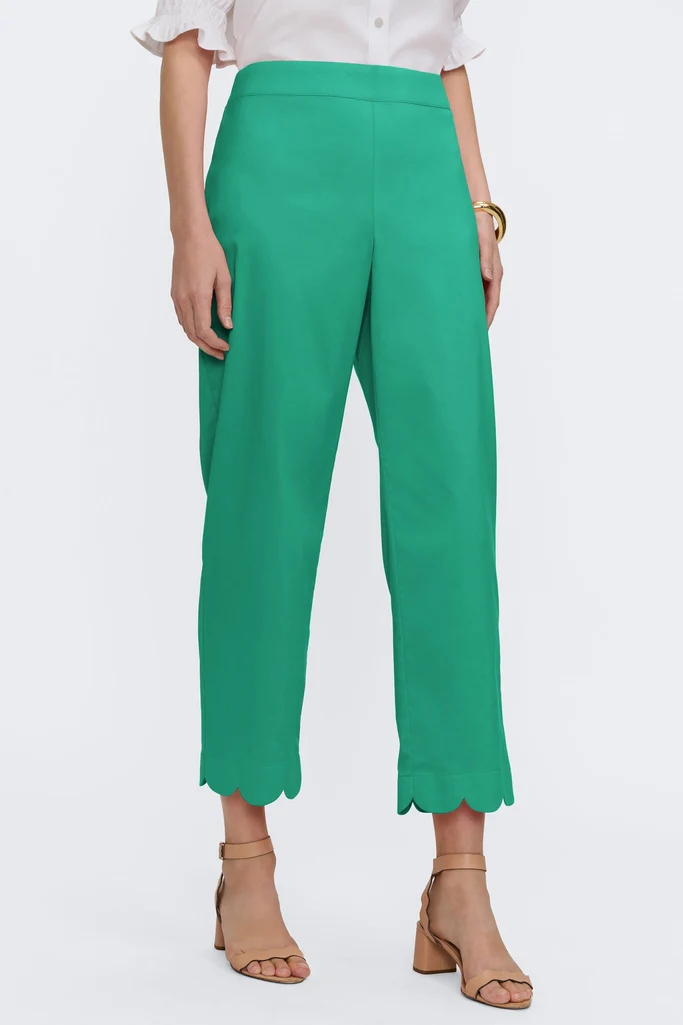 Elaine Solid Stretch Matte Sateen Scallop Hem Capri - Image 4
