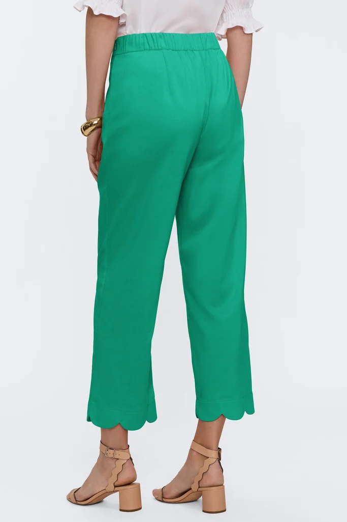 Elaine Solid Stretch Matte Sateen Scallop Hem Capri - Image 5
