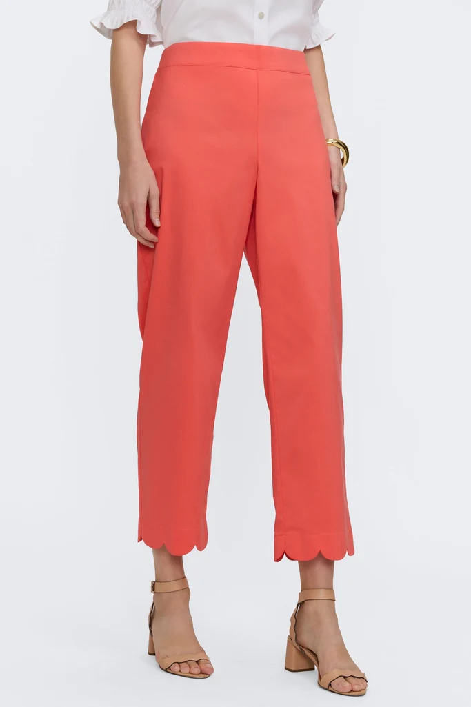 Elaine Solid Stretch Matte Sateen Scallop Hem Capri - Image 6