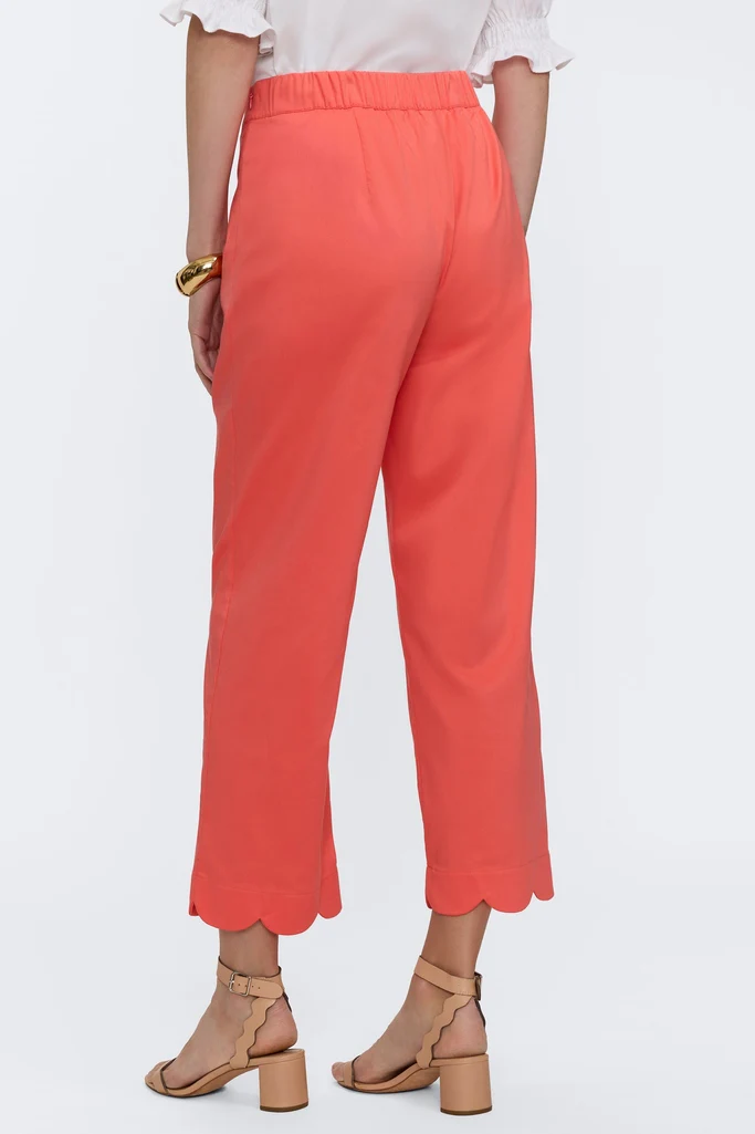 Elaine Solid Stretch Matte Sateen Scallop Hem Capri - Image 7