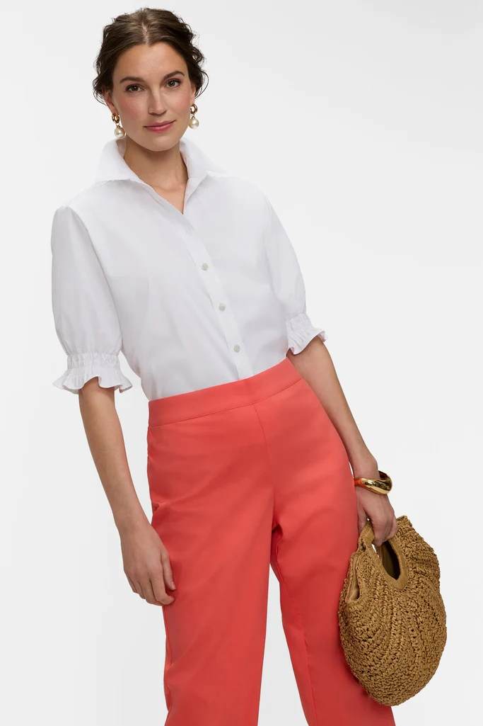 Elaine Solid Stretch Matte Sateen Scallop Hem Capri - Image 8