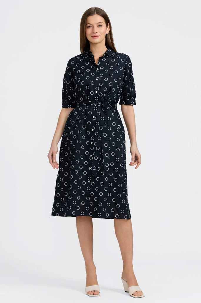Esther Circle Dot Elbow Sleeve Dress