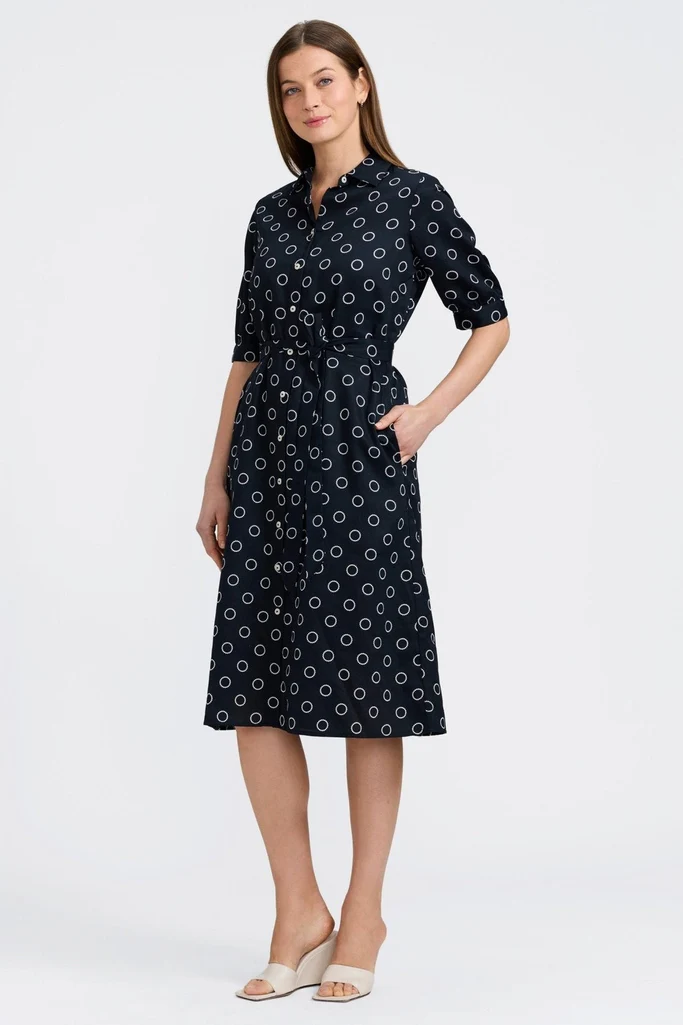 Esther Circle Dot Elbow Sleeve Dress - Image 3