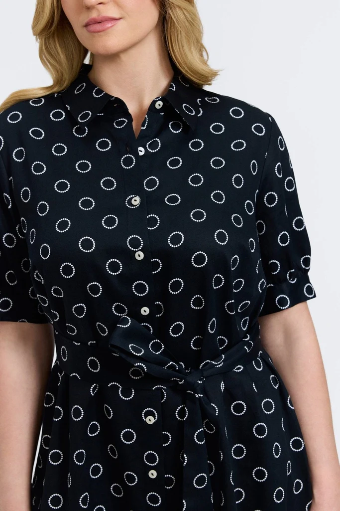 Esther Plus Circle Dot Elbow Sleeve Dress - Image 3