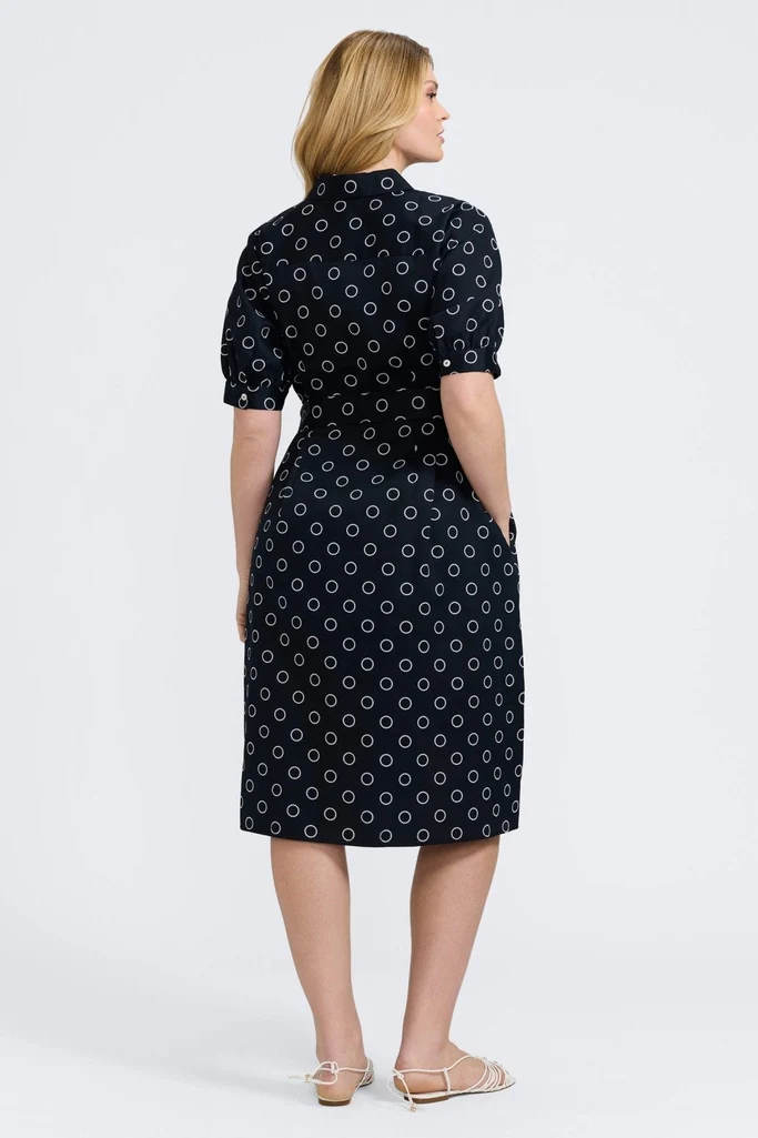 Esther Plus Circle Dot Elbow Sleeve Dress - Image 5