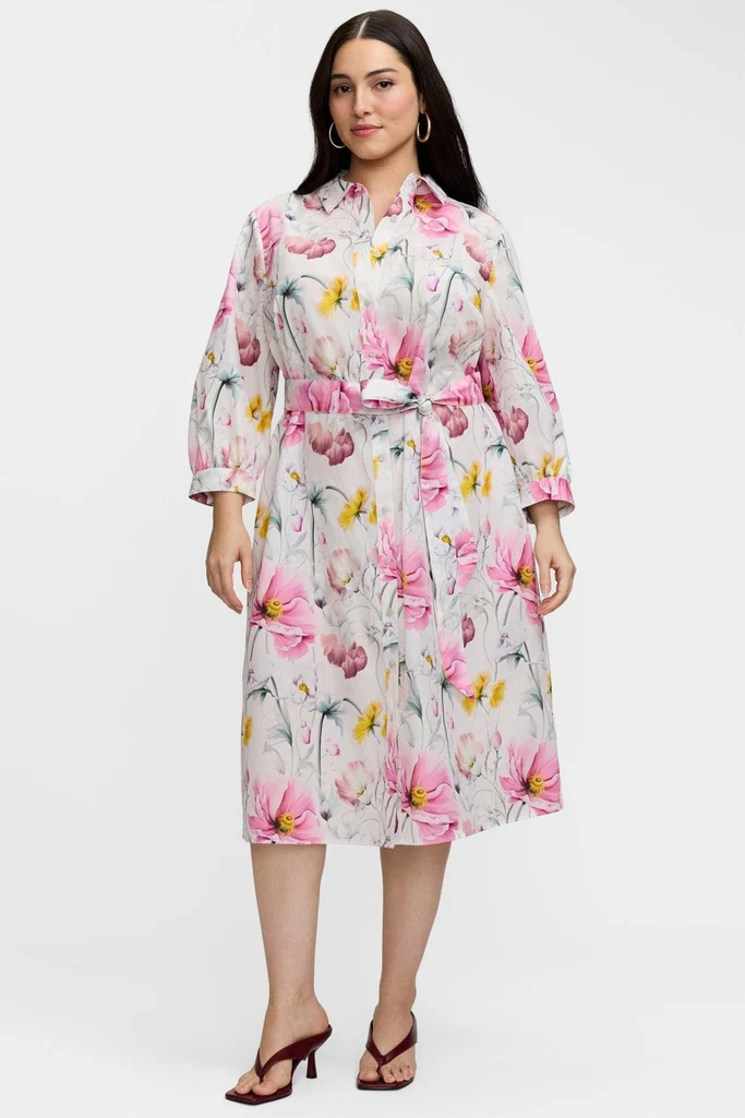 Esther Plus Delicate Florals 3/4 Sleeve Dress
