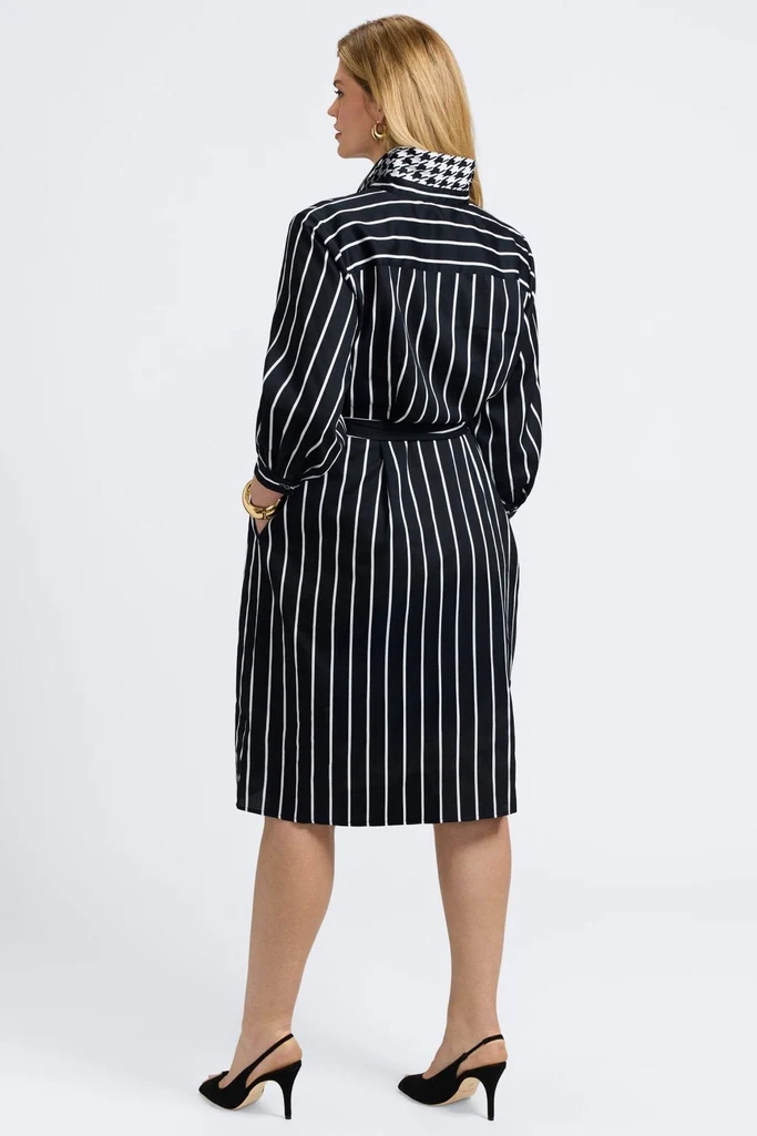 Esther Plus Stripe & Houndstooth 3/4 Sleeve Dress - Image 15