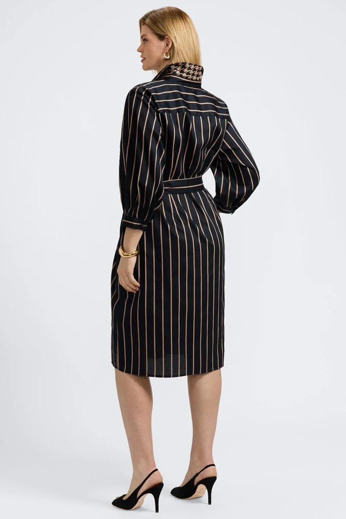 Esther Plus Stripe & Houndstooth 3/4 Sleeve Dress - Image 5