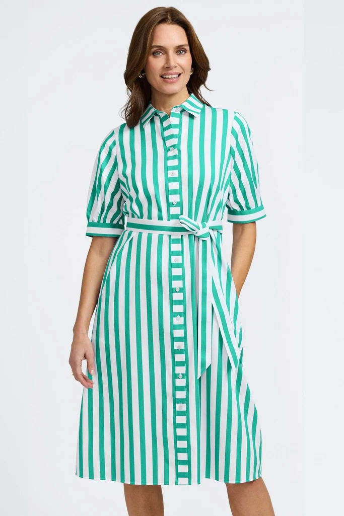 Esther Springtime Stripe Elbow Sleeve Dress - Image 12