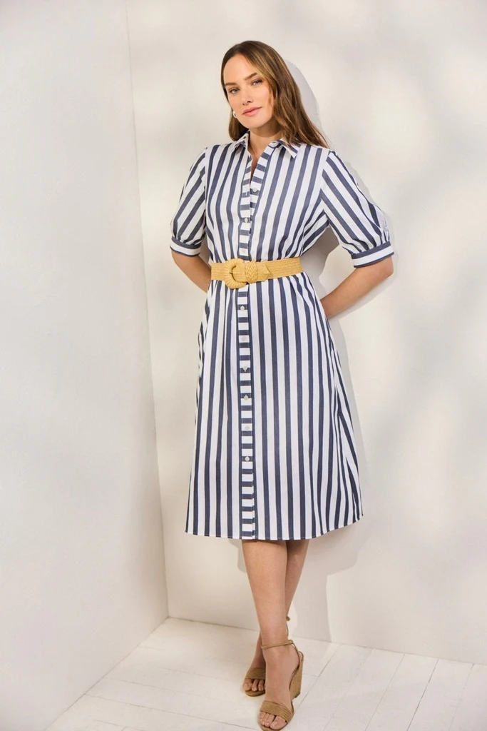 Esther Springtime Stripe Elbow Sleeve Dress - Image 3