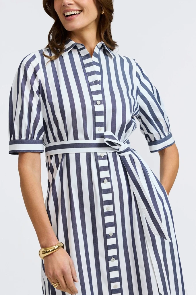 Esther Springtime Stripe Elbow Sleeve Dress - Image 4