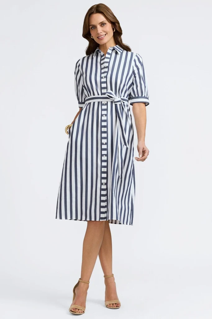 Esther Springtime Stripe Elbow Sleeve Dress - Image 5