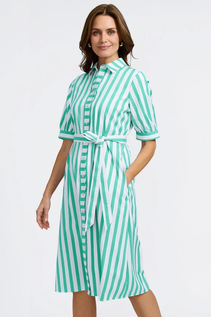 Esther Springtime Stripe Elbow Sleeve Dress - Image 7