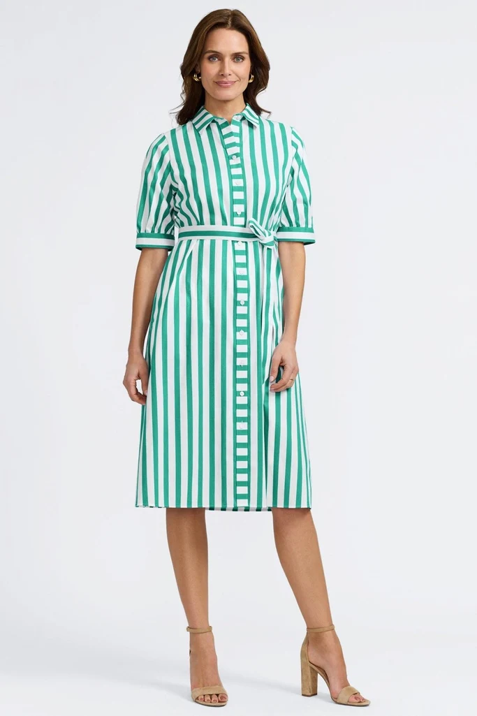 Esther Springtime Stripe Elbow Sleeve Dress - Image 8