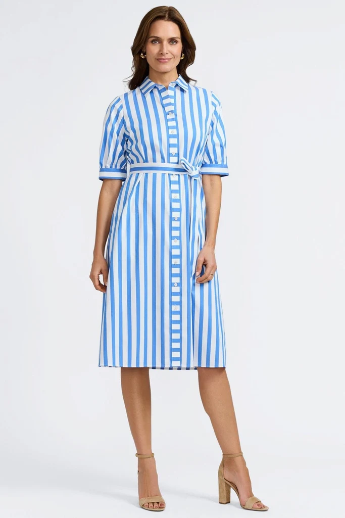 Esther Springtime Stripe Elbow Sleeve Dress - Image 9