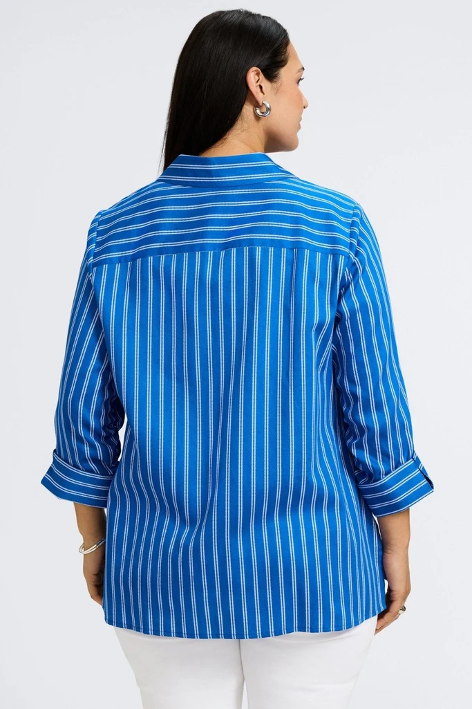 Evelyn Plus Rope Stripe 3/4 Sleeve Shirt - Image 11