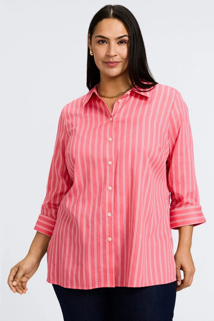 Evelyn Plus Rope Stripe 3/4 Sleeve Shirt - Image 3