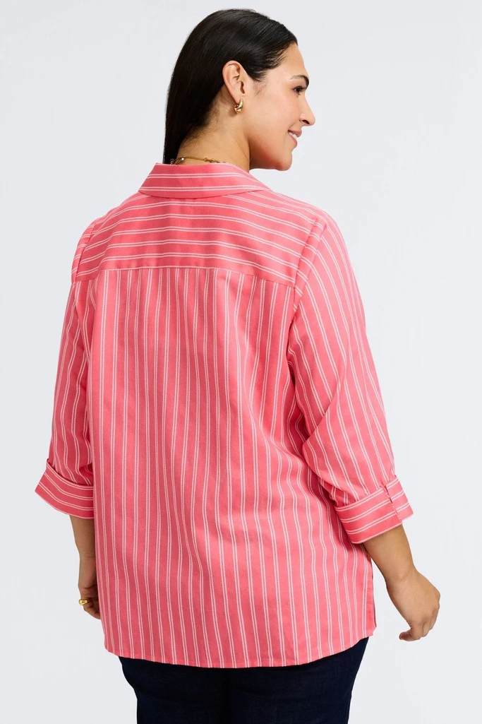 Evelyn Plus Rope Stripe 3/4 Sleeve Shirt - Image 6